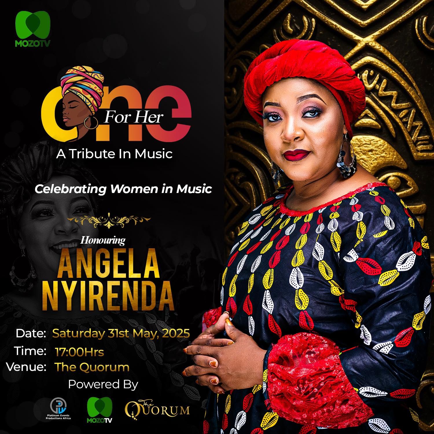 Angela Nyirenda honoured at One For Her: A Tribute In Music at The Quorum, Lusaka